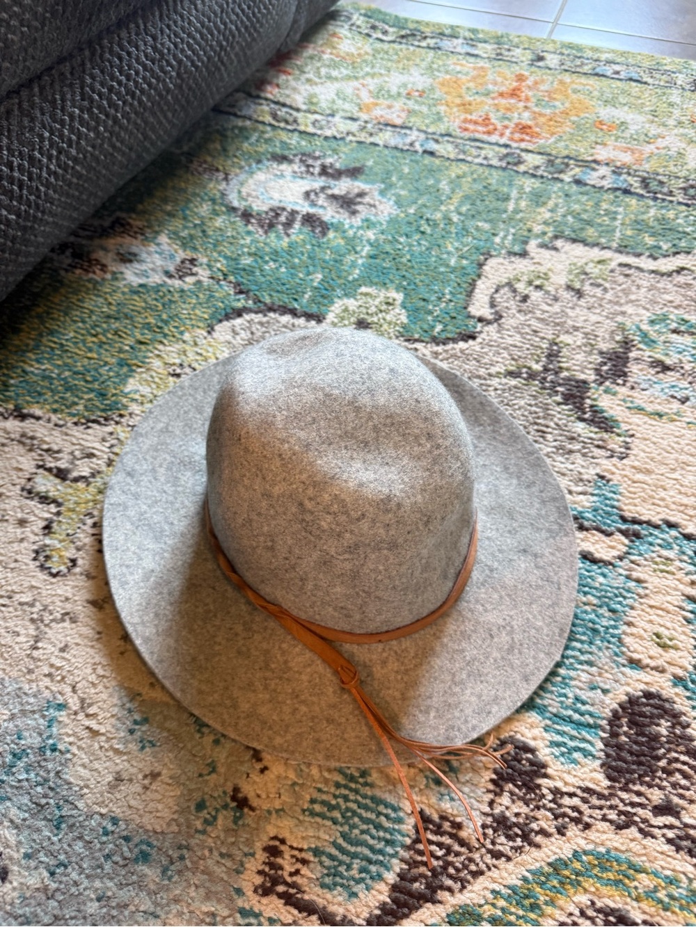 Light Gray 100% Wool Rancher Hat Braided Faux Leather Band Boho Western Festival - Picture 4 of 7